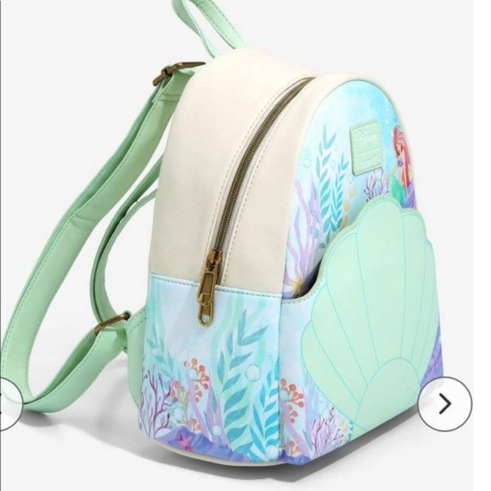Disney Loungefly The Little Mermaid Shell Mini Backpack - Picture 8 of 13